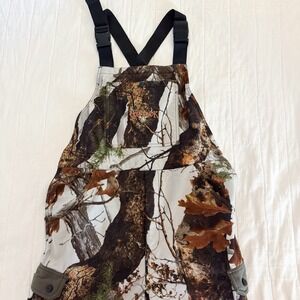 Scent Lok Vertigo Gray Fleece Lined Camo Bibs Overalls Youth MEDIUM Read*